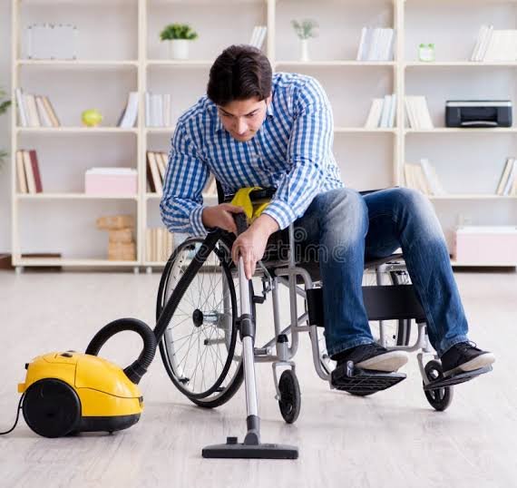 Disabled cleaning worker